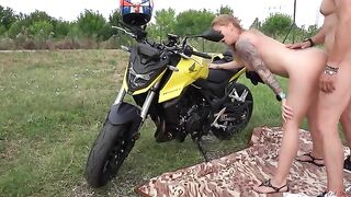 Hot milf is hungry for cock, especially in public places like a picnic