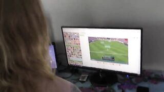 A teen slut gets fucked while playing video games at home