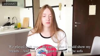 The stepsister lost at chess and got double cream in her pussy