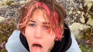 A hot girl is fucking on a stone in the nature, it’s a must-see!