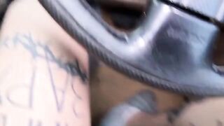 A hot girl masturbates in the car and fucks with an Uber driver