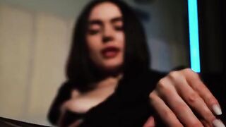 A sexy girl with big boobs gets her pussy juicy