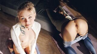 Yoga girl gets her pussy railed while wearing her yoga pants