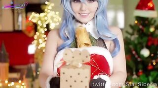Cosplay Christmas with sweet Sia Siberia, showcasing her playful side in a solo performance