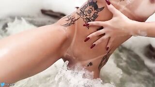 A young cute girl is fucking with her boyfriend in the hotel pool
