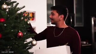 The Christmas surprise for the young couple was unexpected and hot