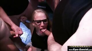 Amateur bukkake with intense cumshot action