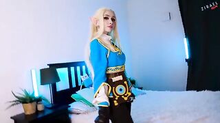 Princess Zelda gets tired of waiting for Link and seeks his cock instead