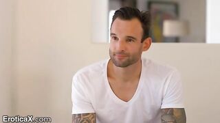 Tattooed Frenchman and hot Latina Eliza Ibarra dance and fuck in sheets