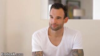 Tattooed Frenchman and hot Latina Eliza Ibarra dance and fuck in sheets