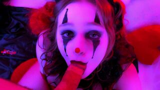 A man with a clown mask ordered a kinky clown girl to fuck him