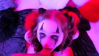 A man with a clown mask ordered a kinky clown girl to fuck him