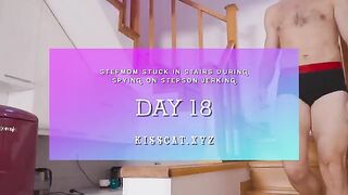 Pervert guy fucks his stepmom in the stairs by accident