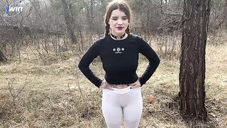 A cute chick is fucking with a guy in the forest, it’s a usual shit
