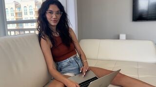 The guy cums into his slim step-sister’s pussy, making her moan with pleasure