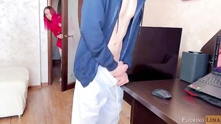 A cute stepsister made a mess on his cock and sucked it all