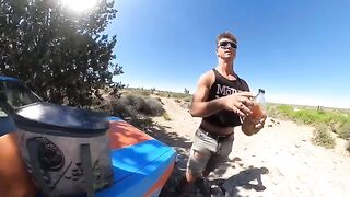 Babe has sex on the hood of her Volkswagen Rabbit at the hot spring