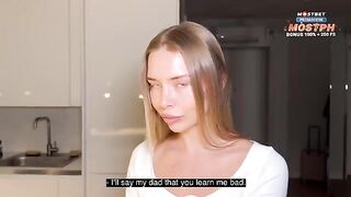 A blonde girl is fucking with her hot tutor in POV style