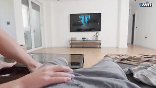My stepsister serviced my huge cock while my parents were away