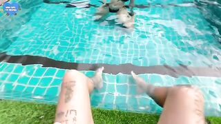Cheated girlfriend's best friend gets fucked in the pool