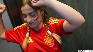 Hot Spanish supporter gets fucked in the parking lot