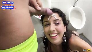 Public blowjob and cum walk at the waterfall, a daring feat for sure!