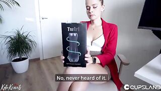 The pretty secretary tested the new sex toy with a coworker in the office