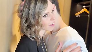 The wife was fucked by two cocks after a night out and got cum on her face