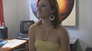 A sexy brunette with big natural boobs is completely naked