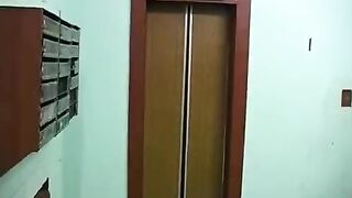 Appetizing girl made blowjob to her brother on the balcony