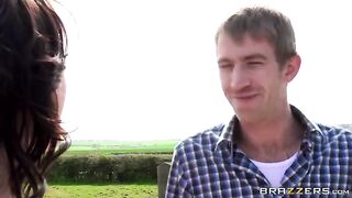 A juicy beauty was fucked by a guy on a pile of hay