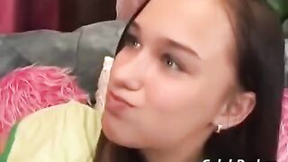 An adult man has sex with a cute 18-year-old girl