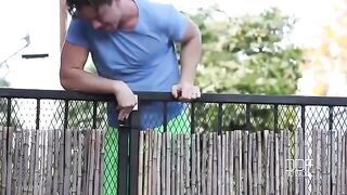 The neighbor guy fucks the busty brunette with natural tits