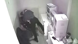 The hidden camera has captured the process of fucking on the job