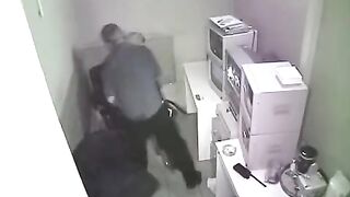 The hidden camera has captured the process of fucking on the job