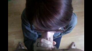 The girl sank to the ground and began to work her mouth