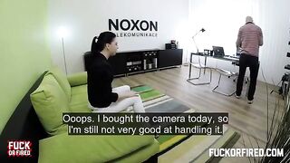 Brunette babe fucked on the table by a casting agent