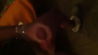 The guy rubbed his cock in front of the mirror and felt great