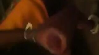 The guy rubbed his cock in front of the mirror and felt great