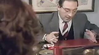 50-year-old man fucks a young student on the table hard