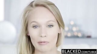 Nigerian man fucks a young blonde baby on the couch