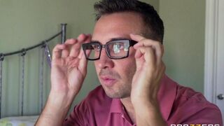 The guy tore off red underwear from the girl and fucked her
