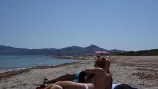 Public blowjob on the beach with a cum shot