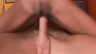 A sexy skinny black girl is having fun with a white guy’s huge cock
