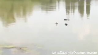Amateur teen makes a blowjob on the pier