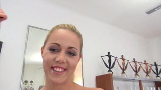 The whore received a new dress for her deep blowjob skills