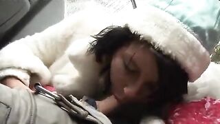 Two drunken Santa Clauses fucked a hot Snow Maiden in a steamy threesome
