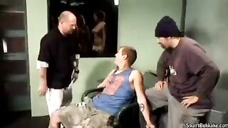 Bukakke in the mouth with a hot cumshot, great stuff!