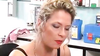 Girl plays with a new piercing in her clitoris