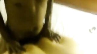 Fat woman fucks with two guys on the bed